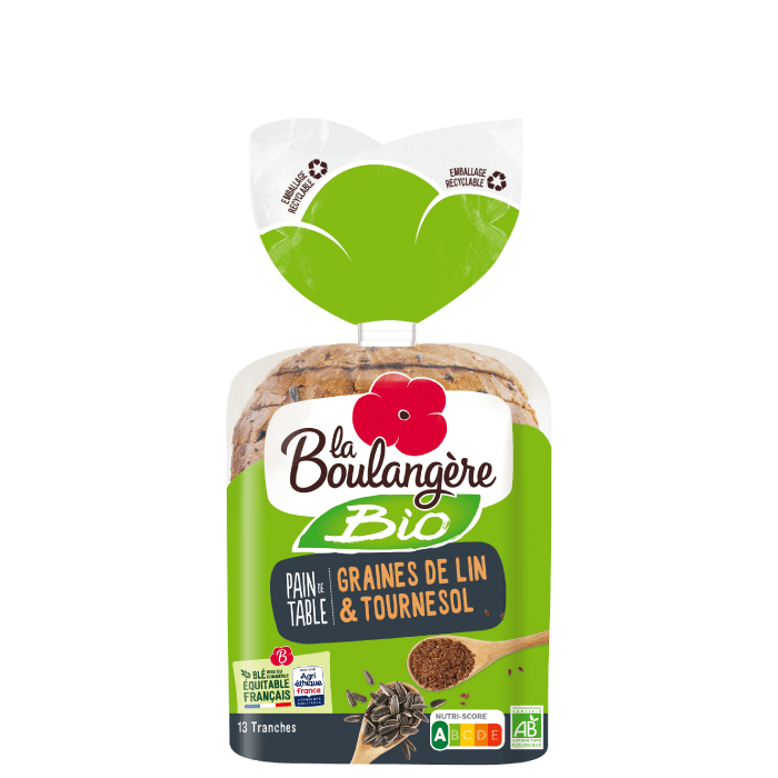 Pain de table Bio aux graines de Lin & Tournesol - La Boulangère